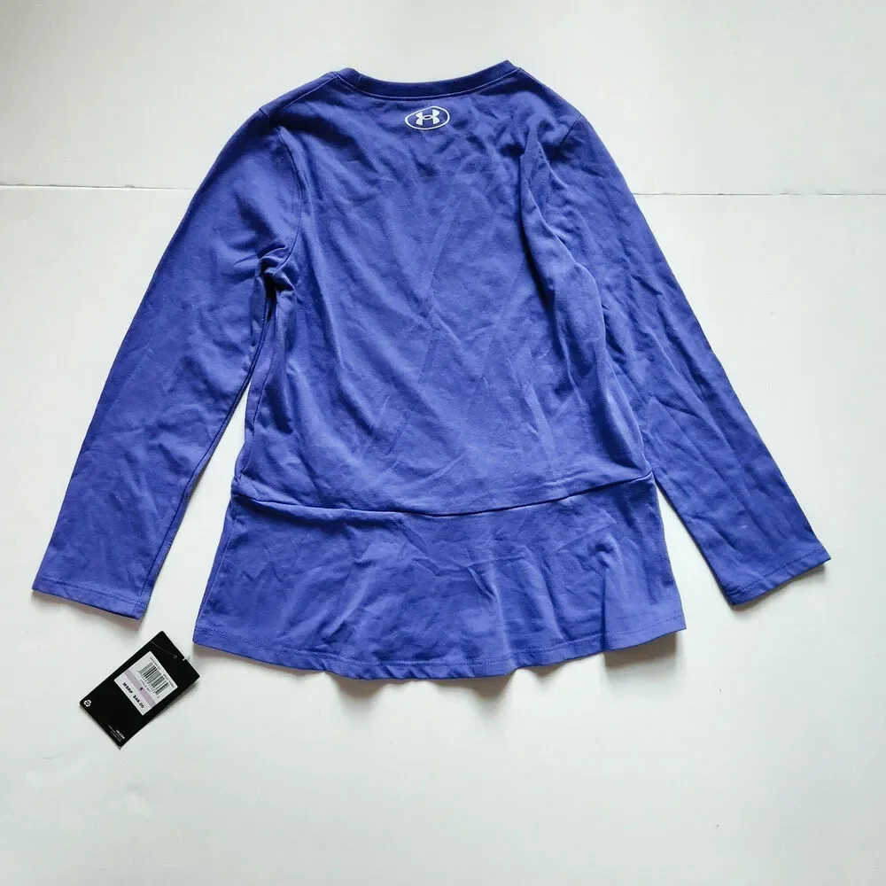 Under Armour Girls Long Sleeve Peplum Top | Violet Storm | Size 6 NWT